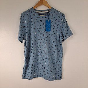 Anchor Nautical T-shirt Men's Art Textured Blue Navy Medium